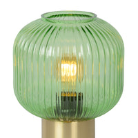 Lampe de table vintage Lucide Maloto, métal et verre, douille E27, 40W max, IP20, finition bronze vert ambre