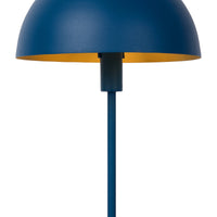 Lucide SIEMON Tischlampe Blau, 1xE14 Fassung, 25cm Stahlschirm, modernes Pilzdesign, IP20 Innenbereich