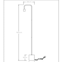 Lucide LORIN golvlampa, 1xE27 sockel, max 40W, 220-240V, IP20, matt svart metall och marmor, 1600mm höjd