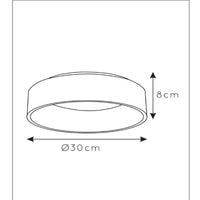 Lucide TALOWE lámpara de techo LED, regulable 20W 3000K IP20 redonda aluminio negro Ø300mm