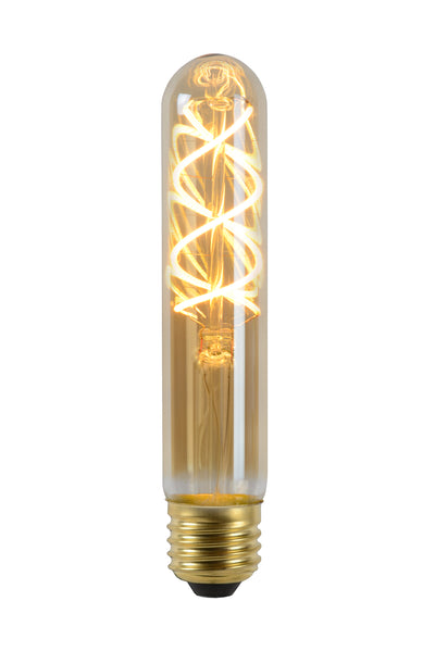Lucide T32 lampe filament LED E27 4.9W 2200K dimmable Tube en verre ambré 380 lumens style vintage