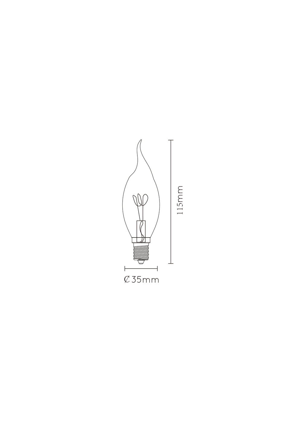 Lucide CT35 ampoule LED filament flamme E14 3W 2200K dimmable Verre ambré 165 lumens IP20 style vintage