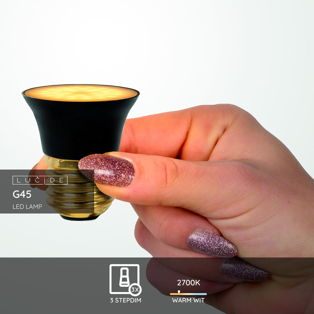 Lucide ampoule LED G45 E27 5W 2700K 450 lumens 3 StepDim Noir Mat IP20