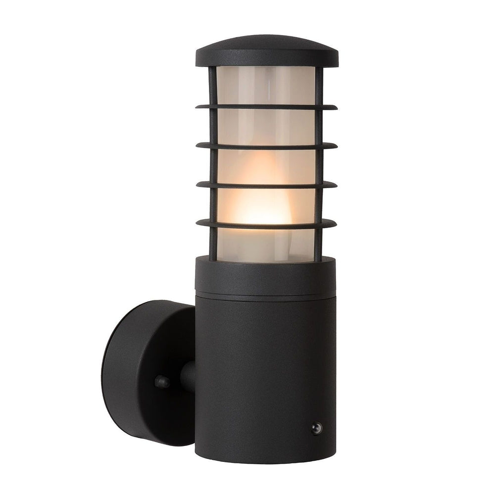 Lucide solide buitenmuurlamp Ø9cm E27 IP54 antraciet LED