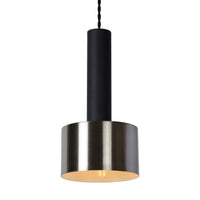 Lucide TEUN retro hængelampe Ø13cm, justerbar højde, E27 fatning, metal satin nikkel og mat sort, IP20