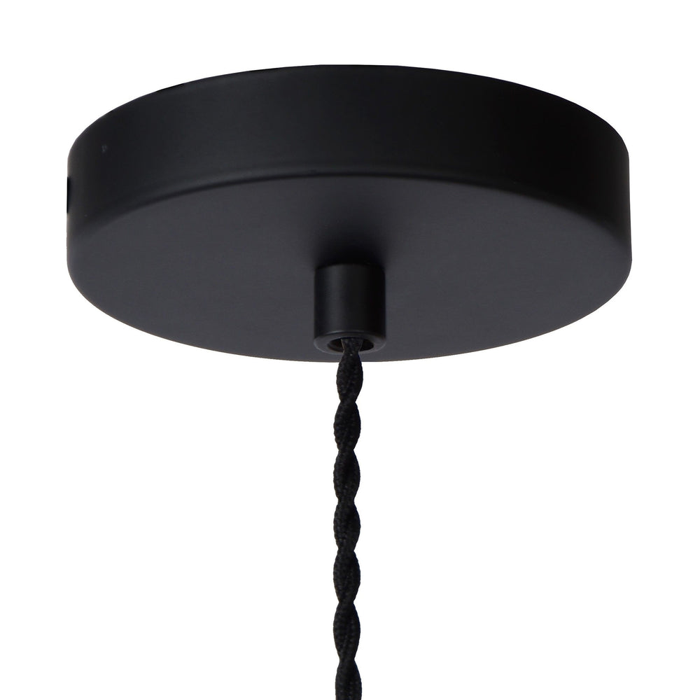 Lucide TEUN retro hængelampe Ø13cm, justerbar højde, E27 fatning, metal satin nikkel og mat sort, IP20