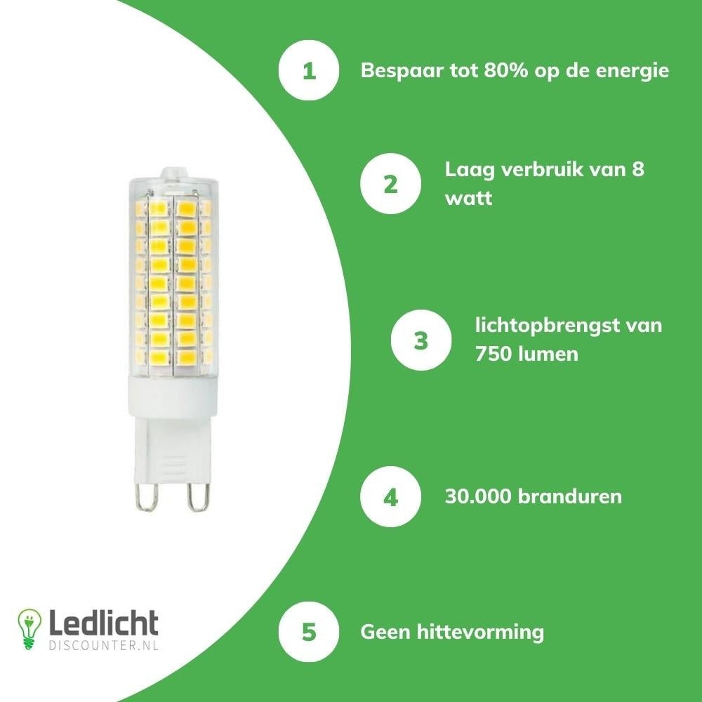 Spectrum LED G9 7W Warm Wit Licht: Energiezuinige Vervanging voor 70W, 300K Ideaal voor Sfeerverlichting