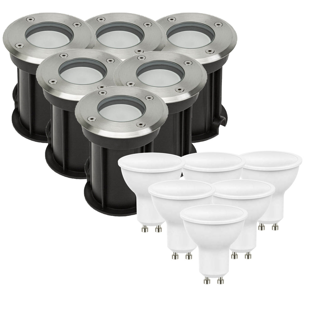 Set van 6 LED Grondspot Buiten - 6x 4W - 3000K - IP67 