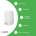 Spectrum buis ronde witte LED plafondspot met verstelbare GU10 fitting
