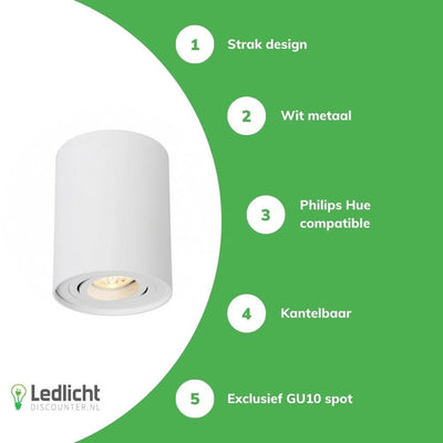 Faretto da soffitto a LED Spectrum CHLOE GU10, a montaggio superficiale, alluminio bianco, IP20, orientabile, 250V