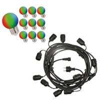 Prikkabel lichtslinger 10m - Incl. 10x LED Lamp G45 RGB - Kleur verspring - 1W