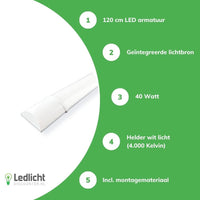 Aigostar plafoniera LED 120cm 40W 4000K luce bianca brillante IP20 chip Philips CRI 80 CE RoHS incl montaggio