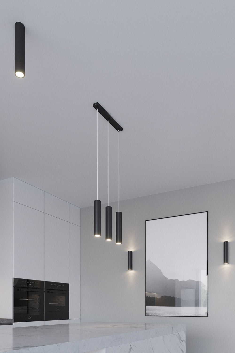 Lampada a sospensione LED Aigostar Nera LOOPEZ 2xGU10 portalampada, corpo in alluminio, 220-240V, IP20, CE RoHS