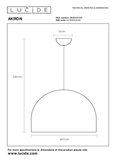 Lucide AKRON LED hanglamp E27 50W matte gouden aluminium 60mm