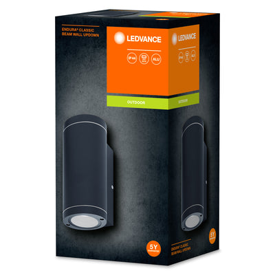 Ledvance ENDURA BEAM Applique Murale UpDown GU10, 2x35W, IP44 Montage en Saillie Extérieur, Aluminium Gris Foncé