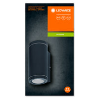 Ledvance ENDURA BEAM Applique da Parete UpDown GU10, 2x35W, IP44 per Esterni a Superficie, Alluminio Grigio Scuro