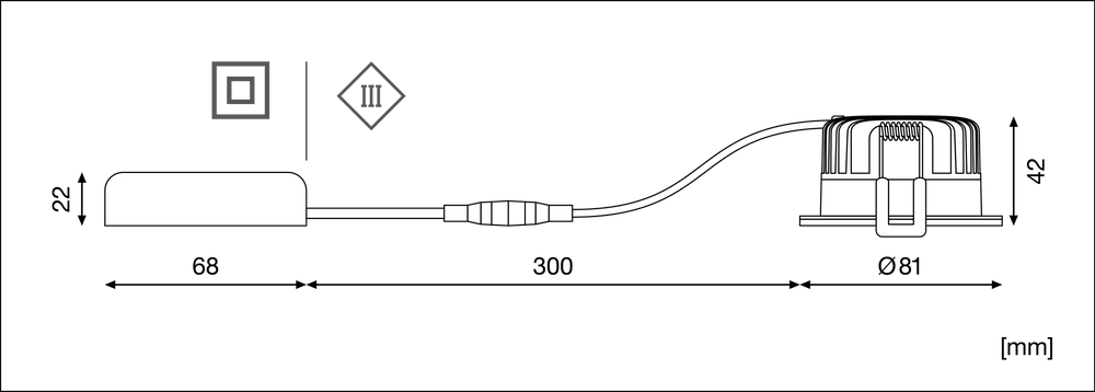 Ledvance brandklassad infälld LED-spotlight 8W 3000K dimbar IP65 Svart 90CRI 36° spridning