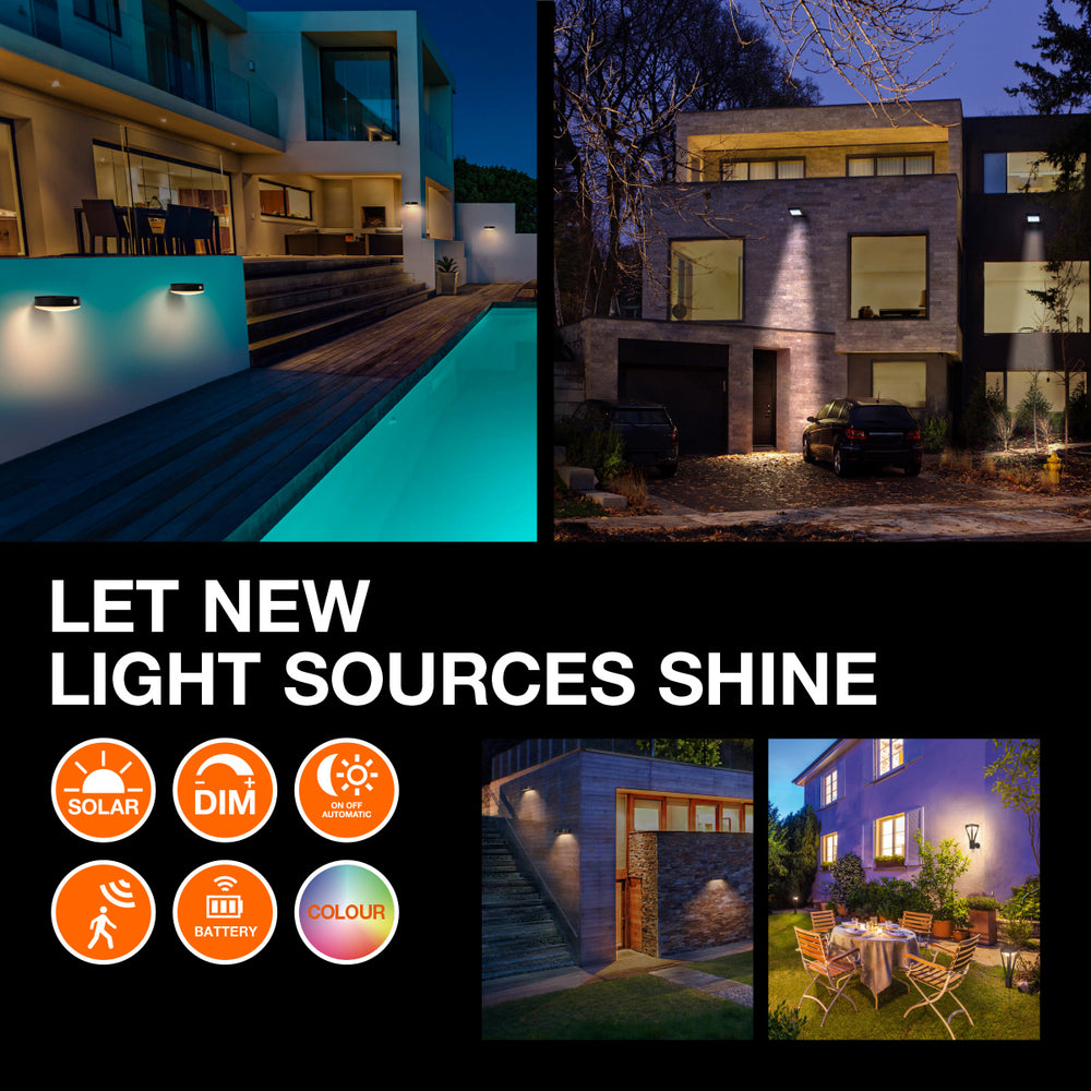Ledvance Endura Style solare GLOW Sensore da Parete LED 3.6W 3000K IP44 Grigio Scuro Lampada da Esterno