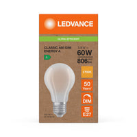 Ledvance LED Classic A60 Opal E27 Regulable 3.8W 2700K 806 lúmenes Blanco Cálido Clase Energética A