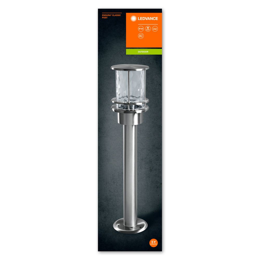 Lámpara de exterior Ledvance ENDURA Classic Post 55cm E27 de acero inoxidable IP44 con difusor de vidrio