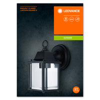 Ledvance ENDURA Classic Lantern Square S E27 applique da esterno Nero IP43 in alluminio pressofuso