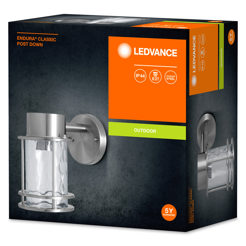Ledvance ENDURA Classic Post Down E27 utomhus vägglampa Rostfritt stål Glas IP44 220-240V 60W max