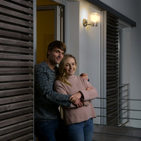 Ledvance ENDURA Classic Post Sensor Up E27 outdoor stainless steel wall light IP44 with motion and light sensor