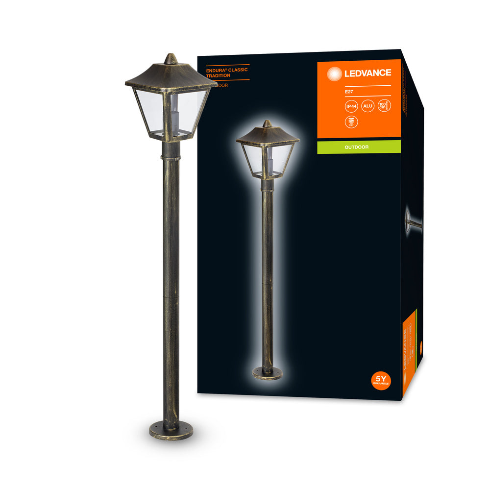 Ledvance ENDURA Classic Tradition utomhus golvlykta E27 Svart/Guld IP44 aluminium 1000mm