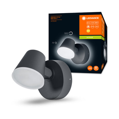 Ledvance ENDURA Style Midi Spot I LED wandlamp 13.5W 3000K 800 lumen IP44 Donkergrijs buiten