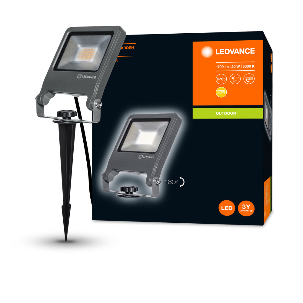 Ledvance ENDURA Garden Flood Spike LED Utomhusbelysning 20W 3000K 1700 lumen IP65 Mörkgrå