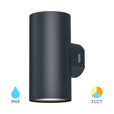 Braytron utomhus LED-vägglampa 2x9W IP65 3IN1 1780 lumen grå