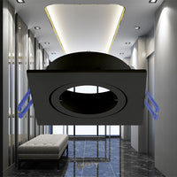 braytron vierkante zwarte inbouwspot 35w, aluminium, ip20, binnen gu10, mr16