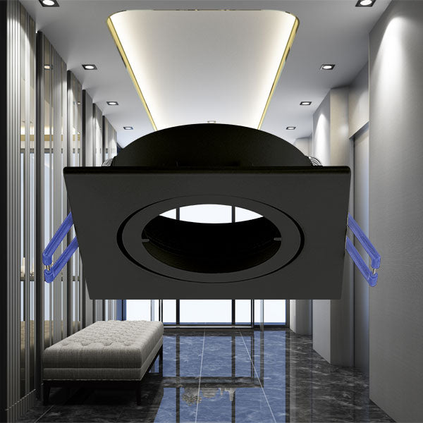 braytron vierkante zwarte inbouwspot 35w, aluminium, ip20, binnen gu10, mr16