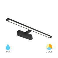 Lampada da specchio LED Braytron 12W, 900 lumen, CCT 3-in-1, IP44, alluminio nero, lunghezza 600 mm