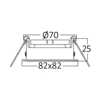 Braytron GU10 inbouw LED spot vierkant 82x82mm Zwart aluminium IP20 35W max zaagmaat 70mm
