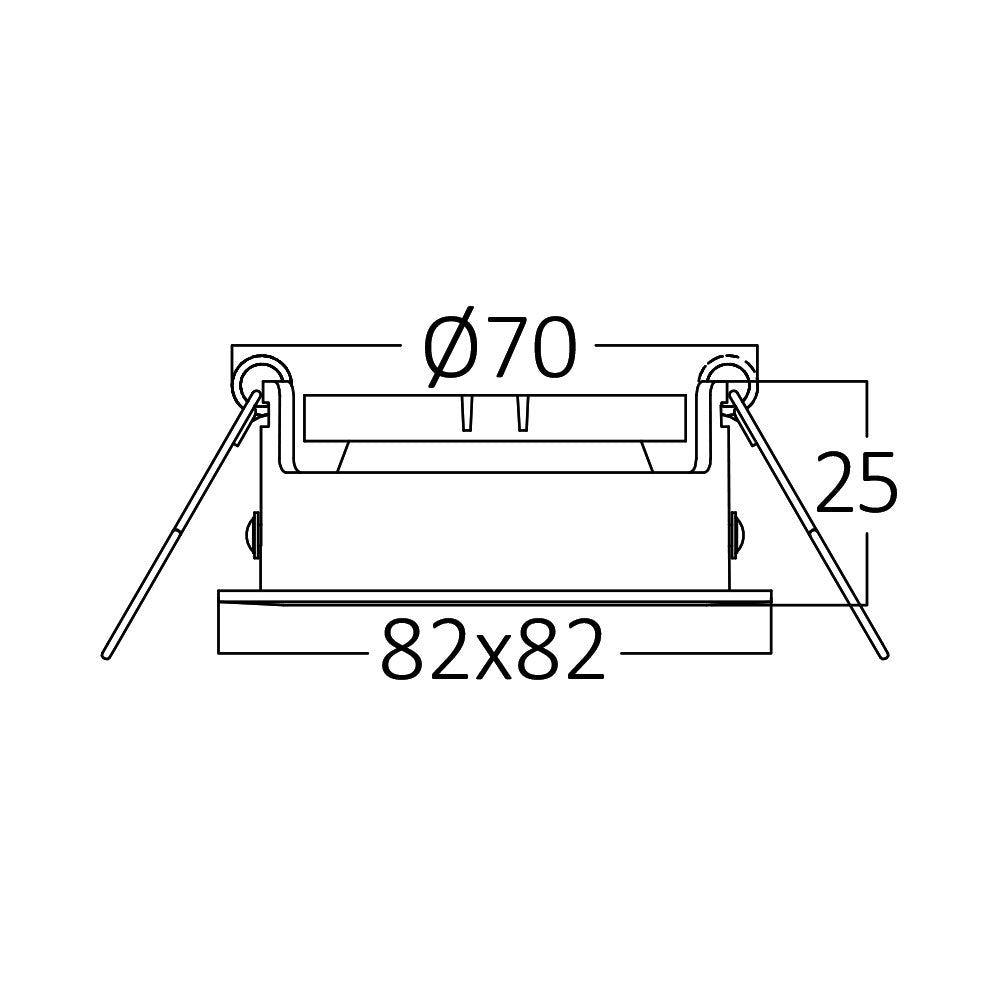 Braytron GU10 inbouw LED spot vierkant 82x82mm Zwart aluminium IP20 35W max zaagmaat 70mm