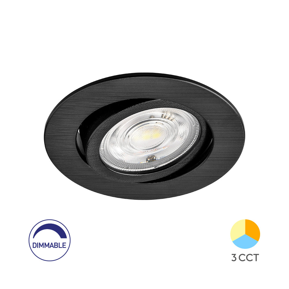Braytron LED Spot 7W Zwart Rond 3-in-1 CCT Dimbaar 220-240V 630 lumen IP20 38° Binnenverlichting