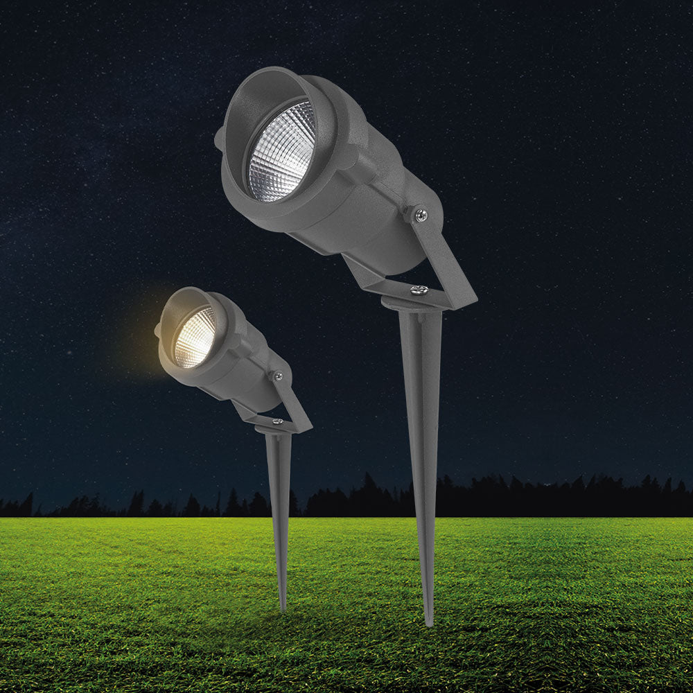 Braytron, luce a picchetto da esterno 9W, IP65, LED, ambra, angolo di fascio 60°, corpo in alluminio