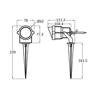 Braytron, luce a picchetto da esterno 9W, IP65, LED, ambra, angolo di fascio 60°, corpo in alluminio