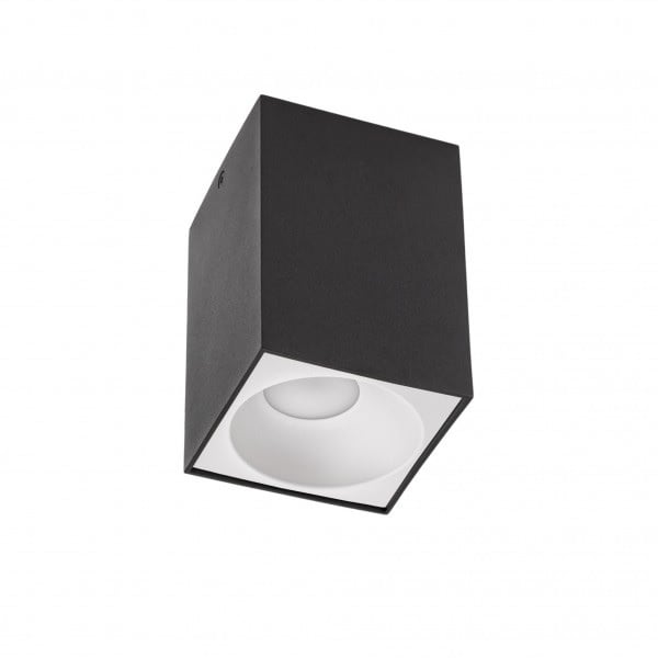 Spectrum LED plafondspot Cube Zwart 95x95x138mm opbouw 230V behuizing excl. LED spot