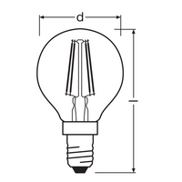 Lampadina LED classica E14 a filamento trasparente 4W 470 lumen 2700K bianco molto caldo sostituisce 40W