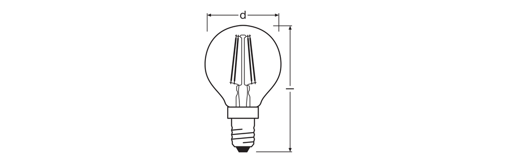Lampadina LED classica E14 a filamento trasparente 4W 470 lumen 2700K bianco molto caldo sostituisce 40W