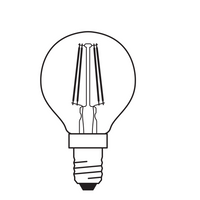 Lampadina LED classica E14 a filamento trasparente 4W 470 lumen 2700K bianco molto caldo sostituisce 40W