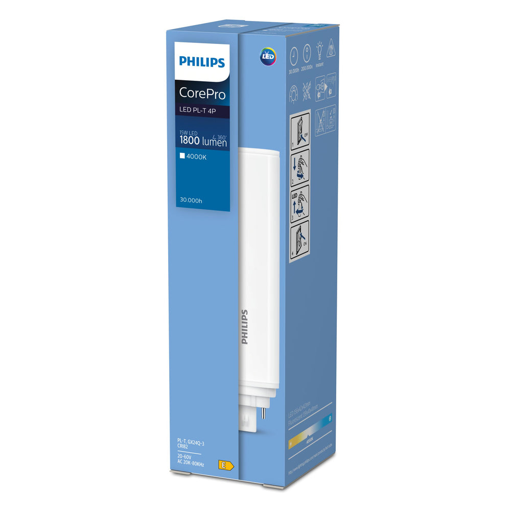 Philips CorePro LED PLT HF 18.5W 830 4P GX24q-4 energy-efficient replacement bulb for commercial lighting retrofit projects