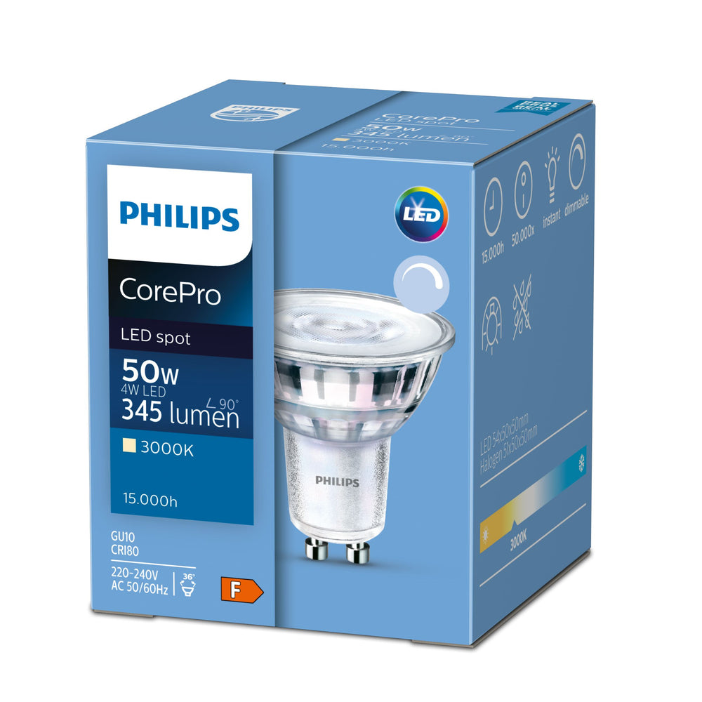 Philips CorePro spot LED MR16 GU5.3 4.4W 12V 2700K 345 lumens 36D Blanc Chaud non-dimmable