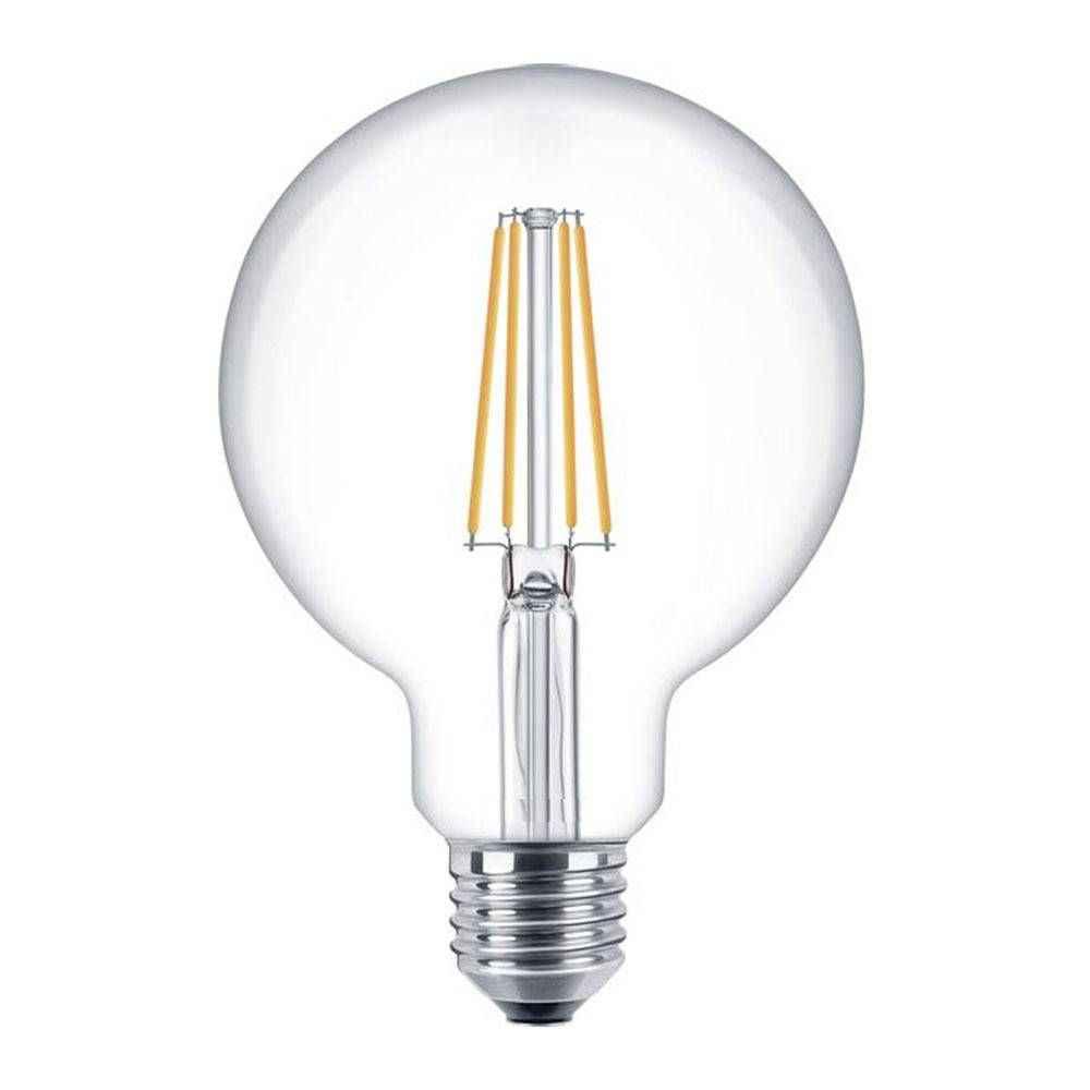 LCB lampe à filament LED E27 10.5W 3000K blanc chaud, puce Philips, CRI 80, IP20, forme globe, CE RoHS