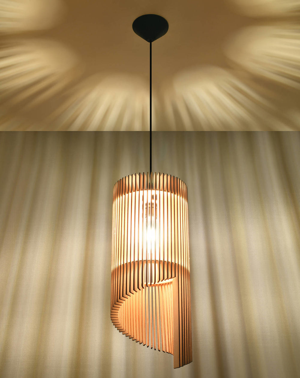 LED Hanglamp hout ALEXIA - 1 x E27 aansluiting 