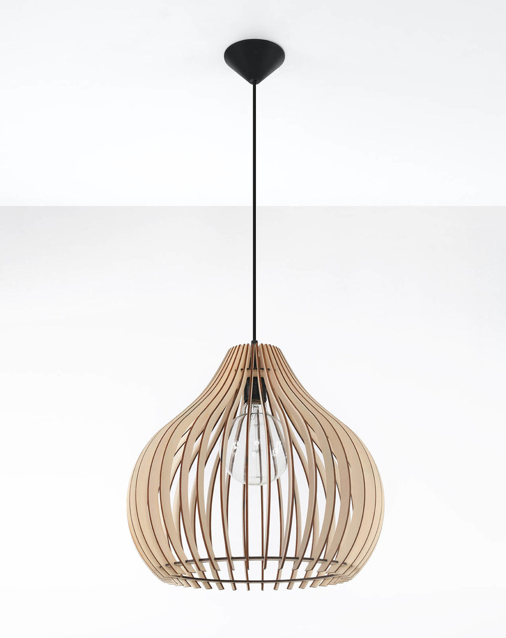 LED Hanglamp hout APRILLA - 1 x E27 aansluiting 