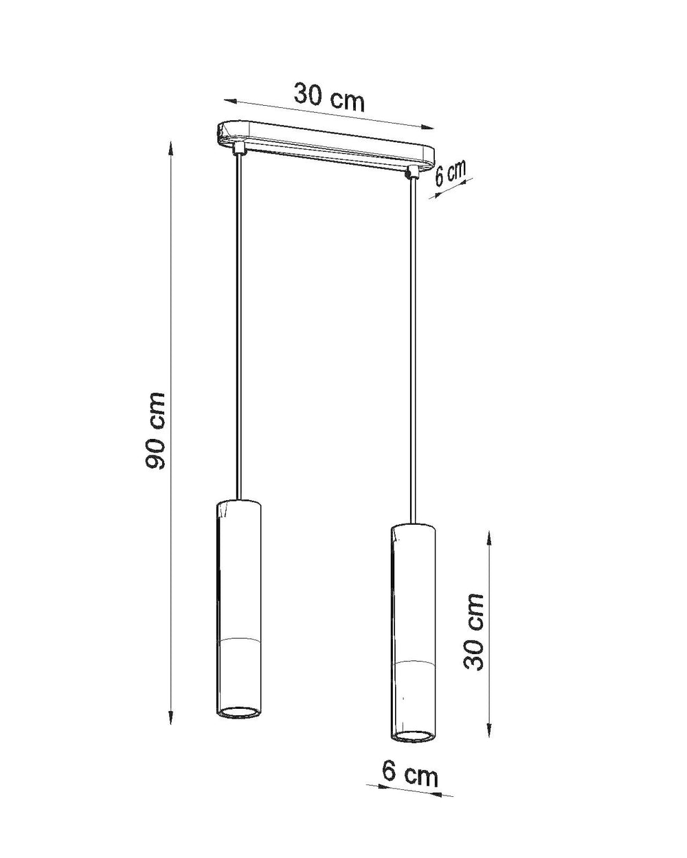 LED Hanglamp zwart beton BORGIO - 2 x GU10 aansluiting