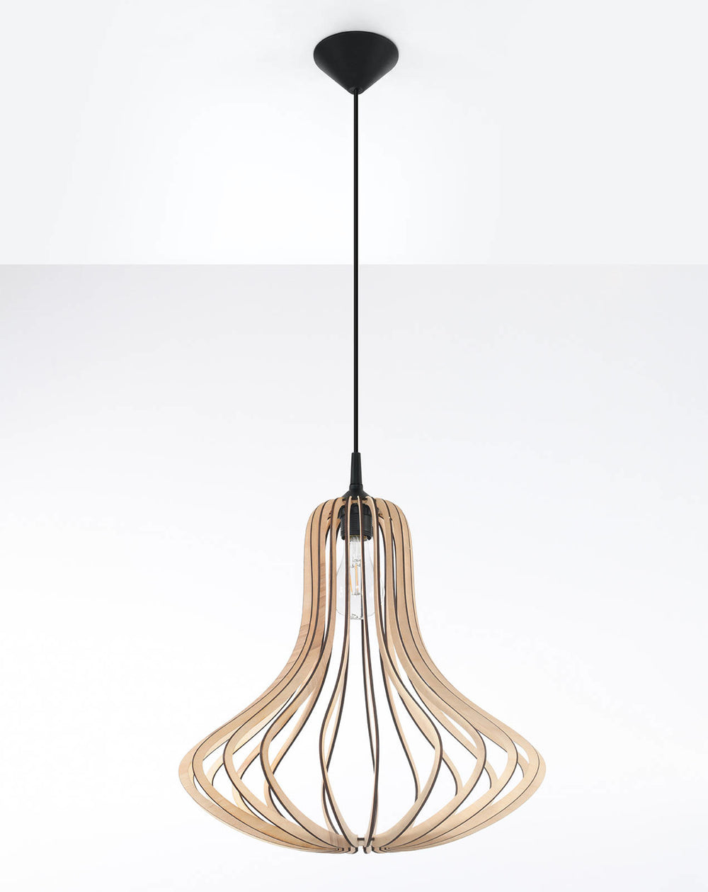 LED Hanglamp hout ELZA - 1 x E27 aansluiting 